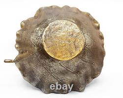 RARE Vintage Cast Metal Leaf Bowl Brass Bronze Tone Finish Mid Century Modern