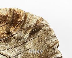 RARE Vintage Cast Metal Leaf Bowl Brass Bronze Tone Finish Mid Century Modern