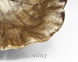 RARE Vintage Cast Metal Leaf Bowl Brass Bronze Tone Finish Mid Century Modern