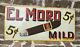 Rare Vintage El Moro 5 Cent Mild Cigar Tobacco Metal Tin Embossed Sign Antique