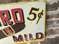 RARE Vintage EL MORO 5 Cent Mild Cigar Tobacco Metal Tin Embossed Sign Antique