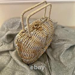 RARE Vintage Gold & Silver Koret Purse Woven Metal Basket Made In Italy 1960s