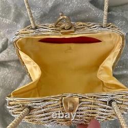 RARE Vintage Gold & Silver Koret Purse Woven Metal Basket Made In Italy 1960s