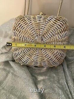 RARE Vintage Gold & Silver Koret Purse Woven Metal Basket Made In Italy 1960s