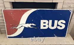 RARE Vintage Greyhound Bus Lines Metal Double Sided Advertising Sign 24 X 48
