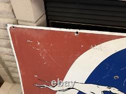 RARE Vintage Greyhound Bus Lines Metal Double Sided Advertising Sign 24 X 48