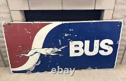RARE Vintage Greyhound Bus Lines Metal Double Sided Advertising Sign 24 X 48