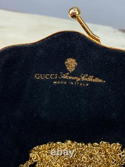 RARE Vintage Gucci GG Metal Minaudiere Shell Gold Evening Bag