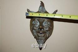 RARE Vintage Metal Devil Mask Brass/Bronze Jester Satan Demon Poker Statue