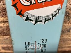 RARE Vintage Orange Crush Cola Soda Pop Metal Aqua Thermometer Sign Bottle Cap