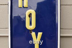 RARE Vintage Original 1950 US ROYAL TIRES Dealer Embossed Vertical Metal Sign