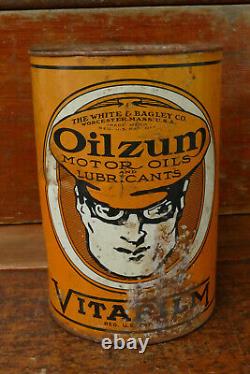 RARE Vintage Original OILZUM VITAFILM Motor Oil Metal 5 Quart Oil Can Empty