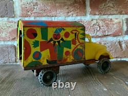 RARE Vintage Pressed Steel Metal Mechanical ZOO Truck Russian Soviet Toy USSR