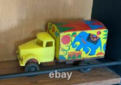 RARE Vintage Pressed Steel Metal Mechanical ZOO Truck Russian Soviet Toy USSR