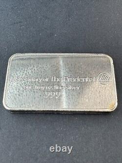 RARE Vintage Prudential Bache Metal Co. 1 oz. 999 Silver Bar