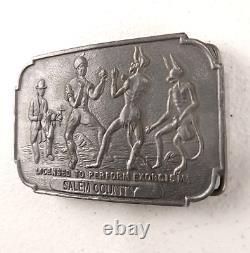 RARE Vintage Salem County Occult Belt Buckle Licensed To Perform Exorcism Metal