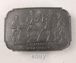 RARE Vintage Salem County Occult Belt Buckle Licensed To Perform Exorcism Metal