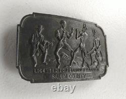 RARE Vintage Salem County Occult Belt Buckle Licensed To Perform Exorcism Metal