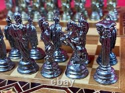 RARE Vintage Soviet Chess TIN INLAY Metal OLD USSR Set Staunton #509
