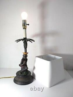 RARE Vintage Table Lamp Palm Tree Sailor Monkey Tropical Metal & Resin Unique