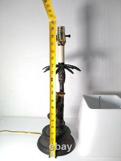 RARE Vintage Table Lamp Palm Tree Sailor Monkey Tropical Metal & Resin Unique