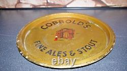 RARE Vintage cobbold, s ale Beer Metal tray Distressed 12.5 inch