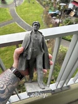 RARE vintage LENIN STATUE FIGURINE metal Soviet Russian USSR CCCP