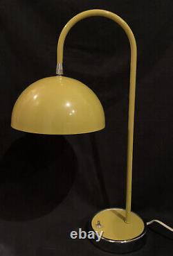 Rare 1968 Vintage Verner Panton Flowerpot Table Lamp Yellow Arched Metal Dome