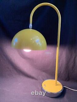 Rare 1968 Vintage Verner Panton Flowerpot Table Lamp Yellow Arched Metal Dome