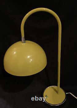 Rare 1968 Vintage Verner Panton Flowerpot Table Lamp Yellow Arched Metal Dome