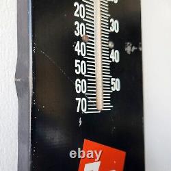 Rare 1970s Vintage 7up THERMOMETER Bubble Logo Black Metal Advertising Sign SODA