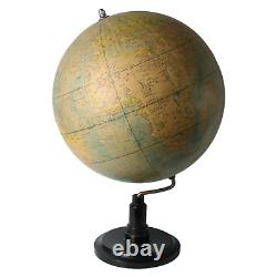 Rare Antique Globe on Metal Stand Vintage Globe 1930-1950 Historical