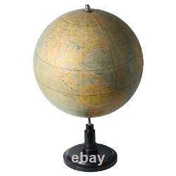 Rare Antique Globe on Metal Stand Vintage Globe 1930-1950 Historical