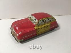 Rare Antique Vintage 1950 Courtland Woody Wagon Red Metal Toy Car