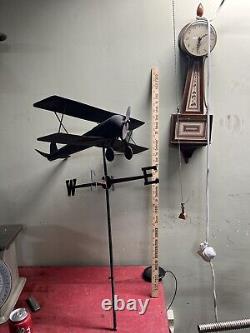 Rare Antique Vintage Metal Bi Plane Weathervane Airplane