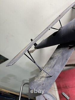 Rare Antique Vintage Metal Bi Plane Weathervane Airplane