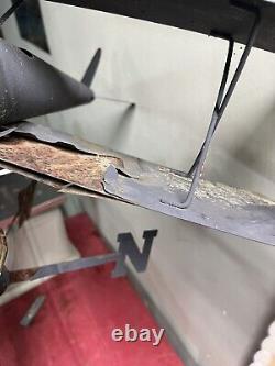 Rare Antique Vintage Metal Bi Plane Weathervane Airplane