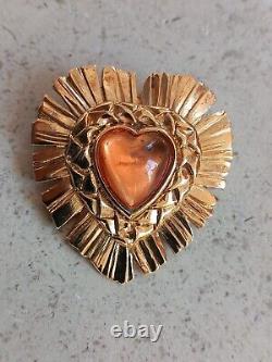 Rare Beautiful Vintage Yves Saint-Laurent YSL Gold Metal Haute Couture Brooch