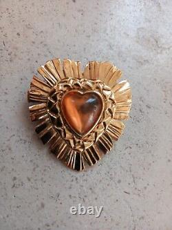 Rare Beautiful Vintage Yves Saint-Laurent YSL Gold Metal Haute Couture Brooch