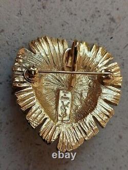 Rare Beautiful Vintage Yves Saint-Laurent YSL Gold Metal Haute Couture Brooch