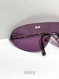Rare Chanel Vintage Purple Rimless Shield Sunglasses, With Case