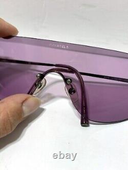 Rare Chanel Vintage Purple Rimless Shield Sunglasses, With Case
