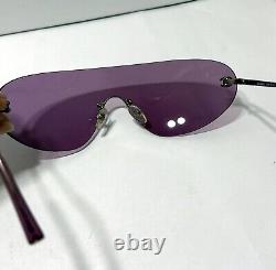 Rare Chanel Vintage Purple Rimless Shield Sunglasses, With Case
