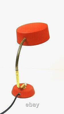 Rare Fire Red Metal & Brass MID Century Vintage Desk Lamp By Cosack Germany 1950