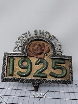 Rare Oregon Advertising History 1925 Metal Sign Portland Expo Vintage Rose