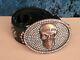 Rare Robin's Jeans Vintage Copper Skull Belt Rivets & Rhinestones