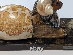 Rare Roberto Estevez Designer Ram Shell and Metal Sculpture Vintage $$$