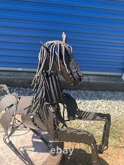 Rare Russian Brutalist Horse Statue Art Sculpture Steel Metal Unsigned Vintage