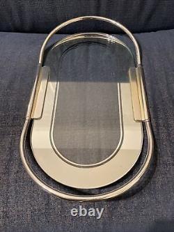 Rare Umberto Mascagni Italian Metal Tray In Glass Design Vintage 1960-1980