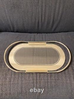 Rare Umberto Mascagni Italian Metal Tray In Glass Design Vintage 1960-1980